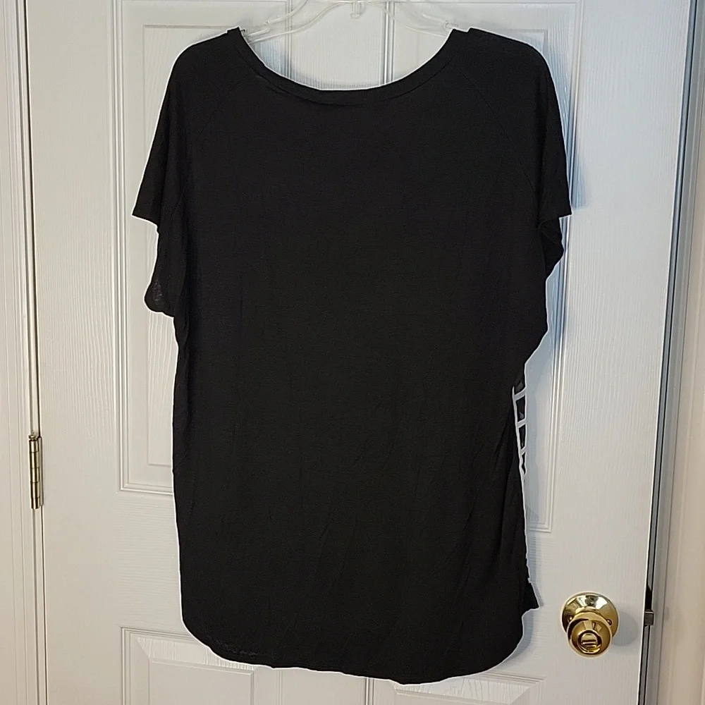 Carol Rose XL Blouse Black White New Cap Sleeve